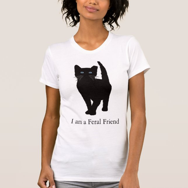 Camiseta eartipped negro del gato (Anverso)