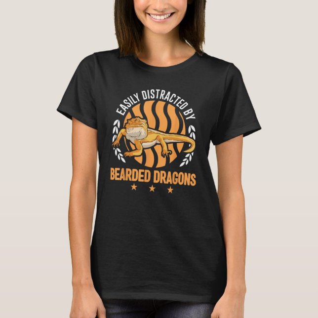 Camiseta Easily Distracted By Bearded Dragon  Lizard Reptil (Anverso)