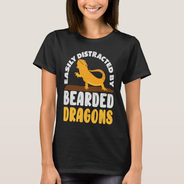 Camiseta Easily Distracted by Bearded Dragon Lizard Reptile (Anverso)