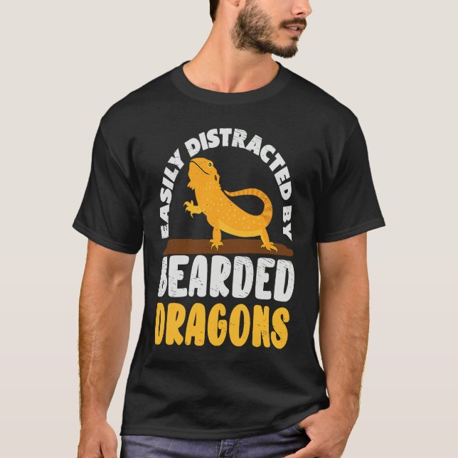Camiseta Easily Distracted by Bearded Dragon Lizard Reptile (Anverso)