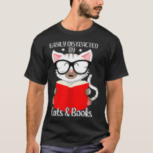 Camiseta Easily Distracted By Cats And Books Cat Owner & B