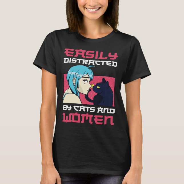 Camiseta Easily distracted by cats and lesbian women (Anverso)
