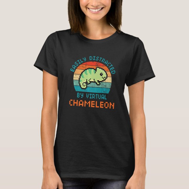 Camiseta Easily Distracted By Chameleon Virtual pets for Ga (Anverso)