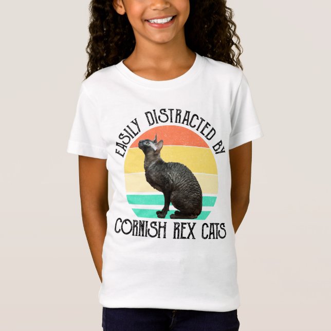 Camiseta Easily Distracted By Cornish Rex Cats (Anverso)
