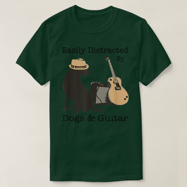 Camiseta Easily Distracted By Dogs And Guitar Guitarist Ani (Diseño del anverso)