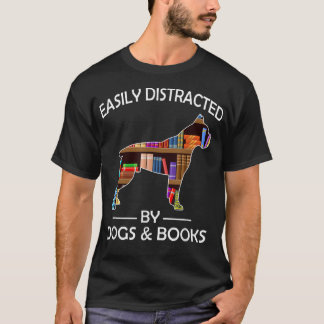 Camiseta Easily Distracted By Dogs & Books Funny Boer Dog 