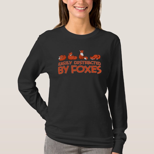 Camiseta Easily Distracted By Foxes Fox  Animal Friend Kids (Anverso)