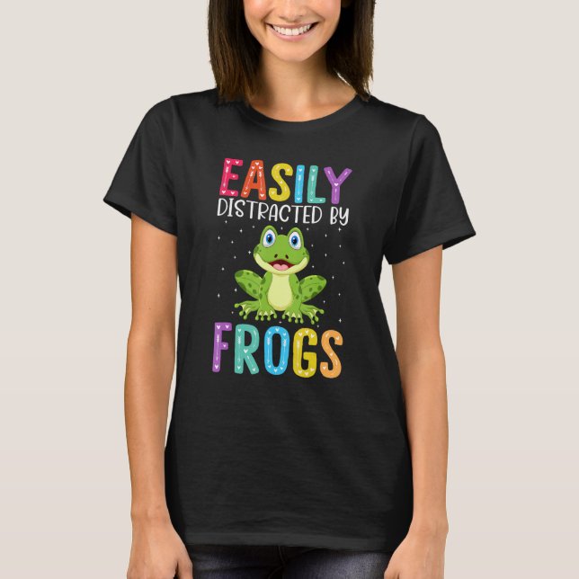 Camiseta Easily Distracted By Frogs  Frog (Anverso)