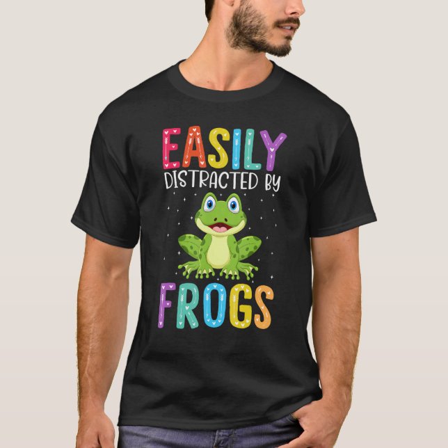 Camiseta Easily Distracted By Frogs  Frog (Anverso)