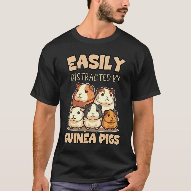 Camiseta Easily Distracted By Guinea Pigs Joke (Anverso)