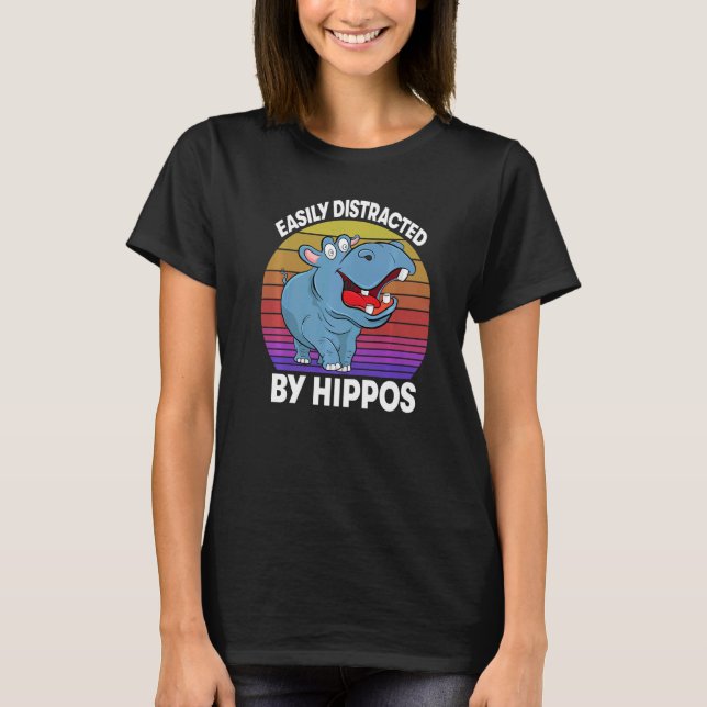 Camiseta Easily Distracted By Hippo  Women Hippopotamus Par (Anverso)