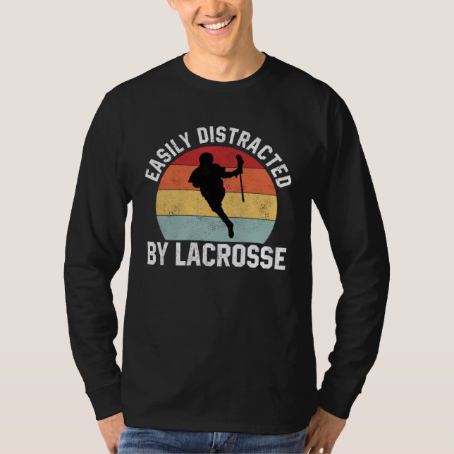 Camiseta Easily Distracted By Lacrosse  Coach Player Sports (Anverso)