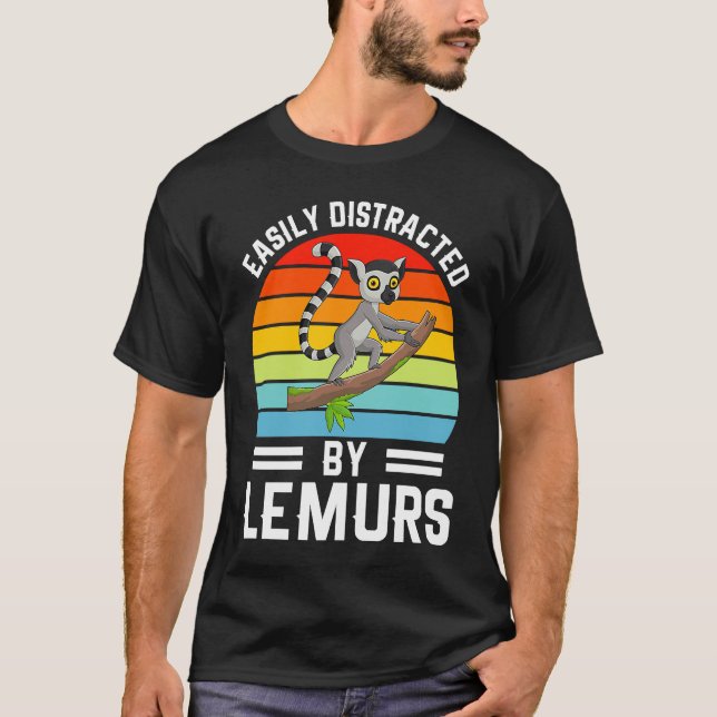 Camiseta Easily Distracted By Lemurs I Lemur Monkey I Kids  (Anverso)