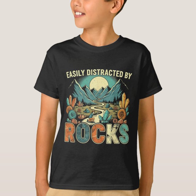 Camiseta Easily Distracted By Rocks Geology Geologist Colle (Anverso)