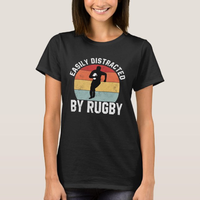 Camiseta Easily Distracted By Rugby  Graphic Rugby Union (Anverso)