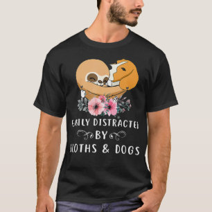 Camiseta Easily Distracted By Sloths And Dogs Tshirt Sloth 