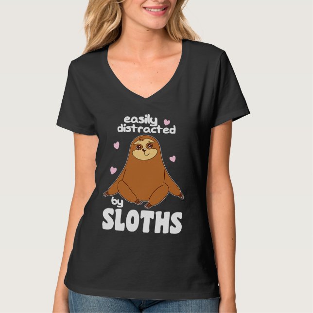 Camiseta Easily Distracted By Sloths Cute Sloth (Anverso)