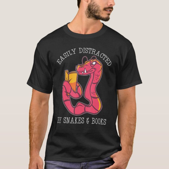 Camiseta Easily Distracted By Snake And Books Python Viper  (Anverso)