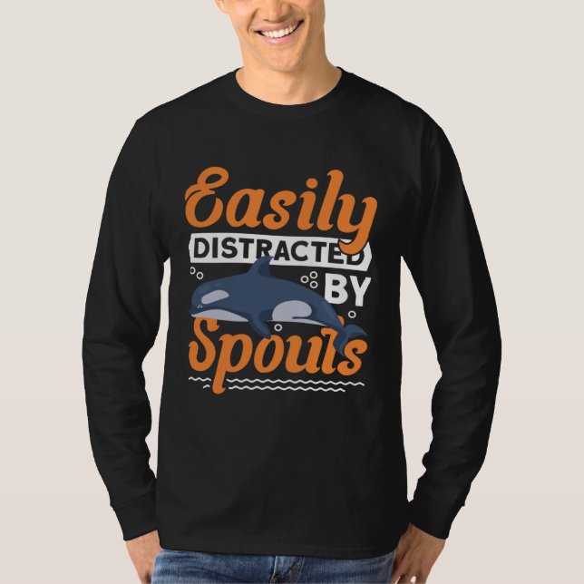 Camiseta Easily Distracted By Spouts Cetacean Whale Watchin (Anverso)