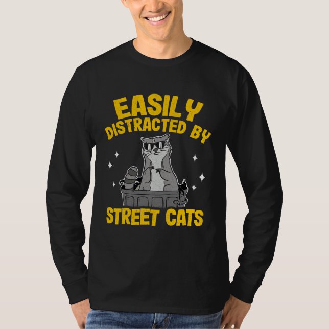 Camiseta Easily Distracted By Street Cats Raccoon 16 (Anverso)