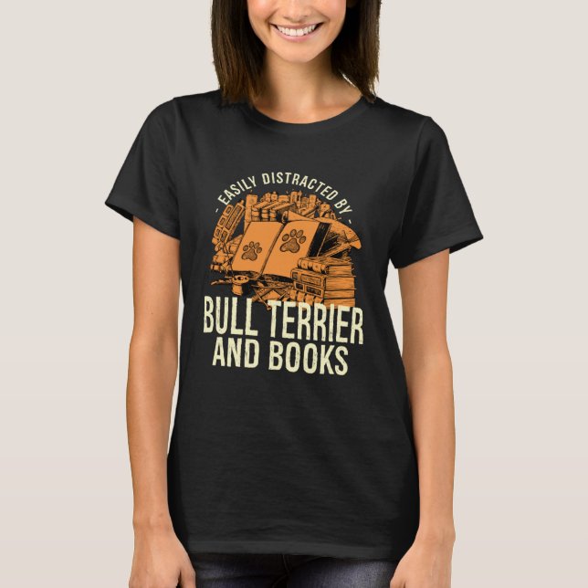 Camiseta Easily Distracted By Terrier And Books  2 (Anverso)