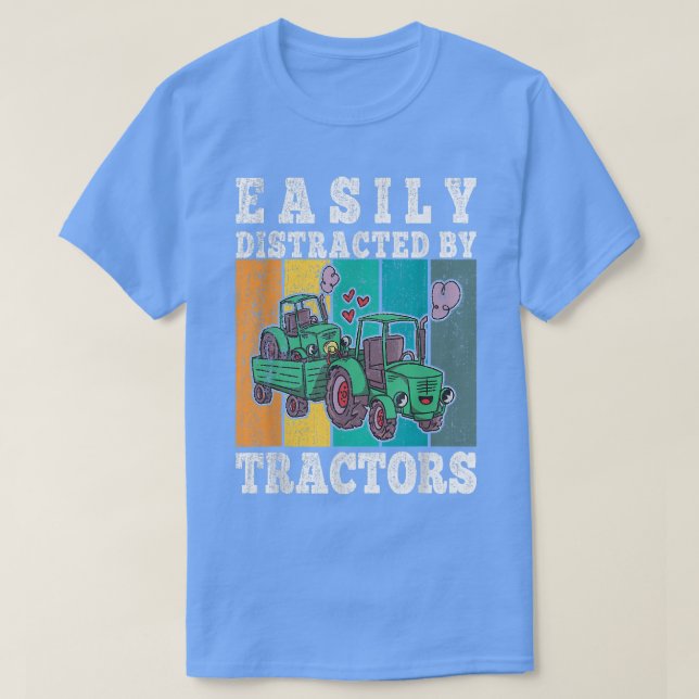 Camiseta Easily Distracted By Tractors Farmers Kids Boys To (Diseño del anverso)