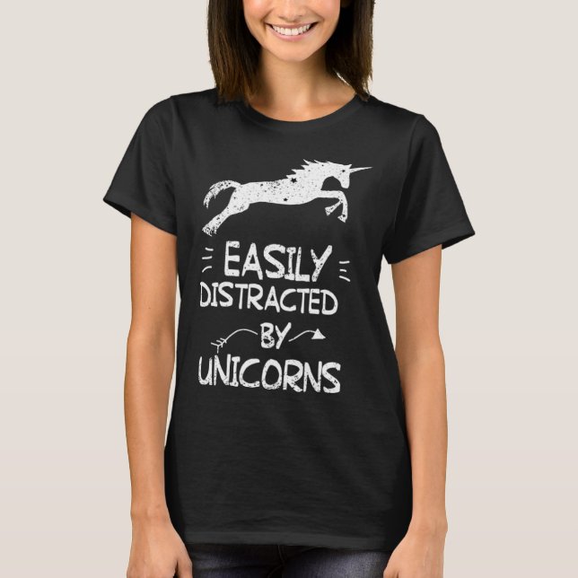 Camiseta Easily Distracted By Unicorns For Spirit Animal (Anverso)