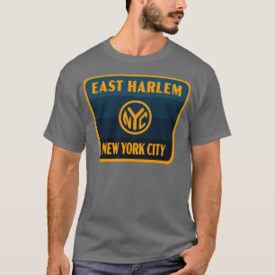Camiseta East Harlem New York City Retro Token Badge Blue