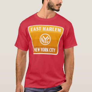 Camiseta East Harlem New York City Retro Token Badge Gold