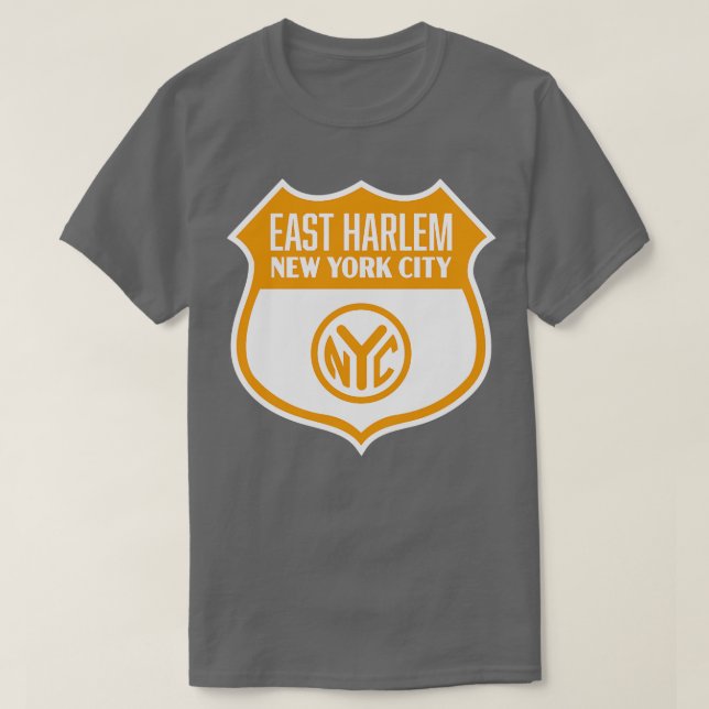 Camiseta East Harlem New York City Retro Token Shield Gold (Diseño del anverso)
