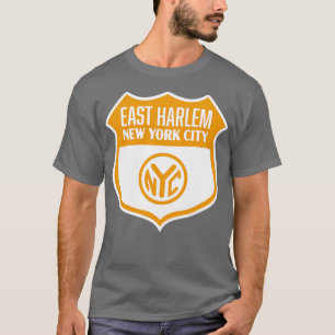 Camiseta East Harlem New York City Retro Token Shield Gold