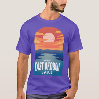 Camiseta East Okoboji Lake IA Retro Sunset 