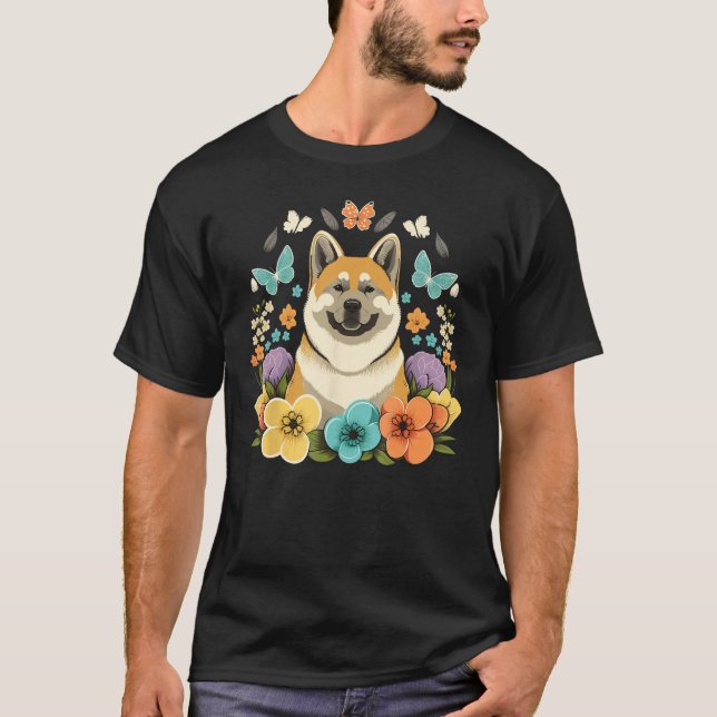 Camiseta Easter Akita Inu Bunny Eggs Dog on Easter Akita In (Anverso)