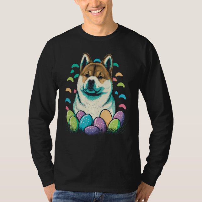 Camiseta Easter Akita Inu Bunny Eggs Dog on Easter Akita In (Anverso)