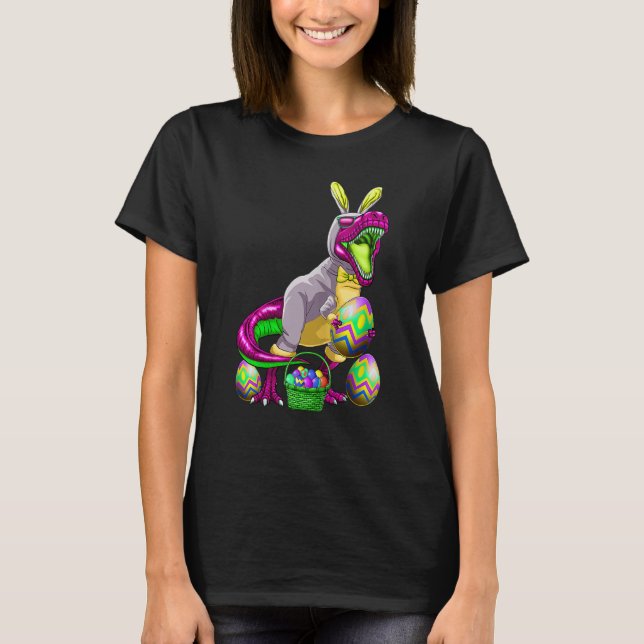 Camiseta Easter Basket Bunny Dinosaur Shirt Egg Rex Kids Bo (Anverso)