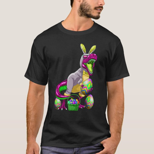 Camiseta Easter Basket Bunny Dinosaur Shirt Egg Rex Kids Bo (Anverso)