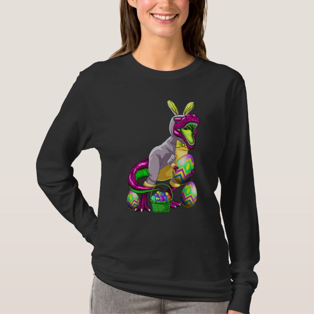 Camiseta Easter Basket Bunny Dinosaur Shirt Egg Rex Kids Bo (Anverso)