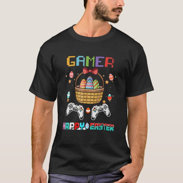 Camiseta Easter Basket Gamer Video Game Controller con Eas (Anverso)