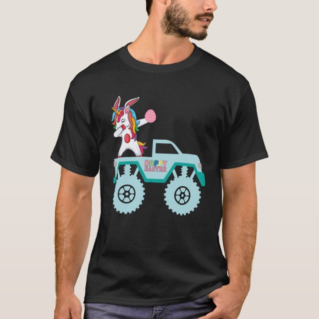 Camiseta Easter Bearded Dragon Bunny Riding Monster Truck T (Anverso)