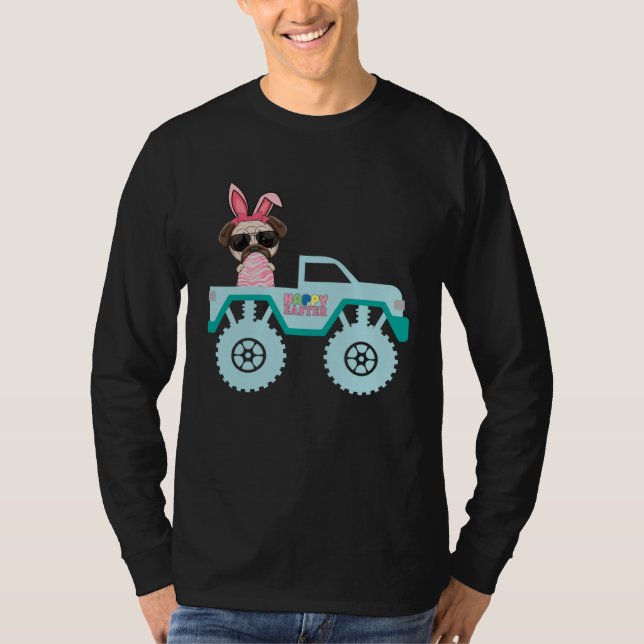 Camiseta Easter Bearded Dragon Bunny Riding Monster Truck T (Anverso)