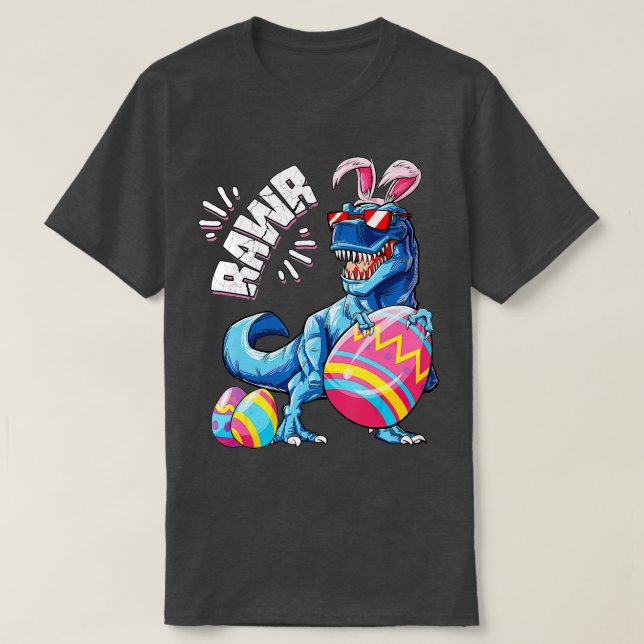 Camiseta Easter Bunny Dinosaur T rex Eggys Niños Chica Ra (Diseño del anverso)