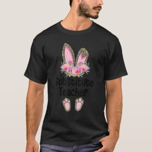 Camiseta Easter Bunny Ear Teacher Leopard Substitute Teache