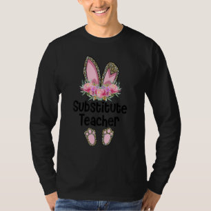 Camiseta Easter Bunny Ear Teacher Leopard Substitute Teache