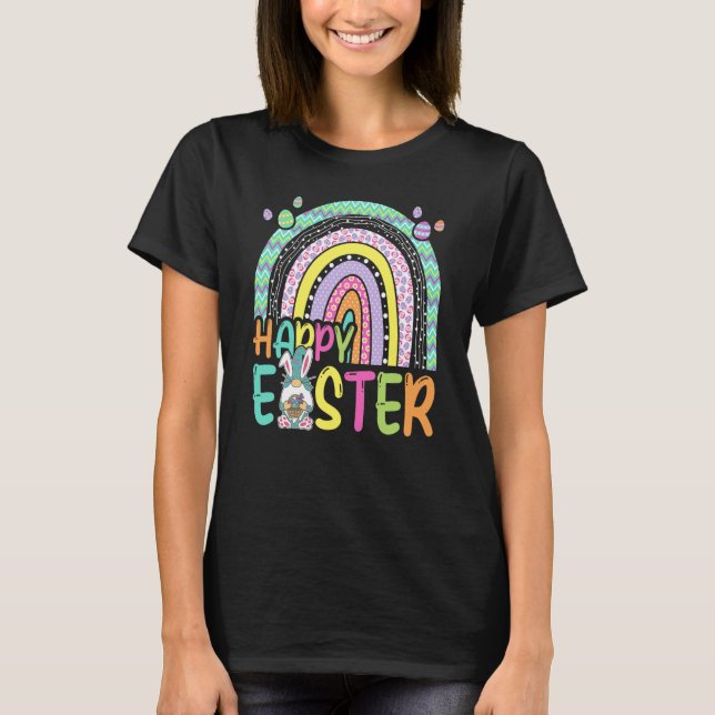 Camiseta Easter Bunny Easter Gnomes Hold Egg Hunting Rainbo (Anverso)