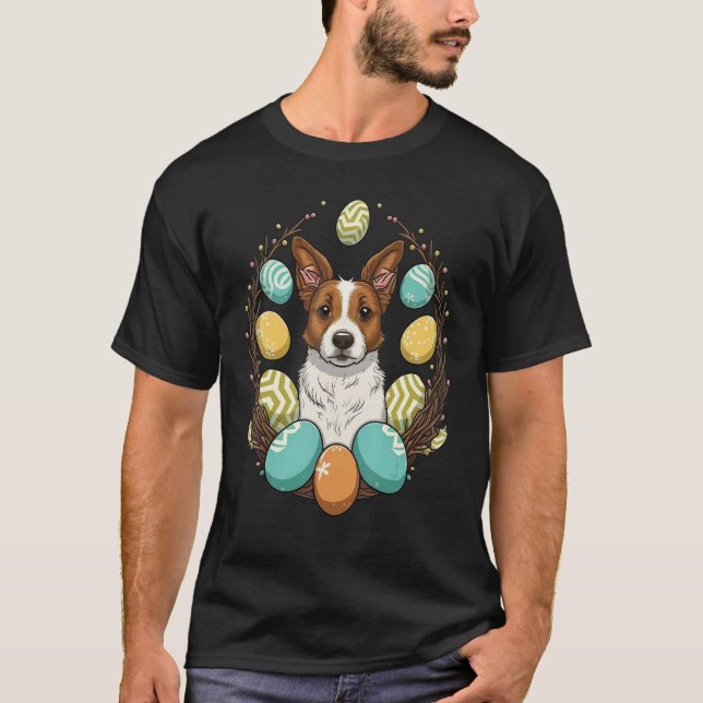 Camiseta Easter Bunny Eggs Dog on Easter Jack Russell Terri (Anverso)