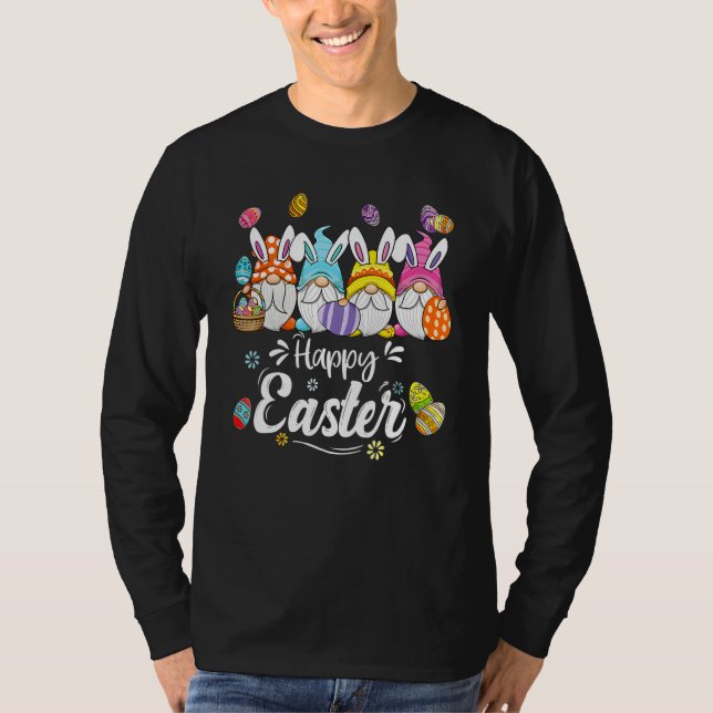 Camiseta Easter Bunny Gnome Easter Eggs Hunting Women Kids  (Anverso)