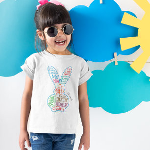 Camiseta Easter Bunny Graphic Word Cloud con Chica de nombr