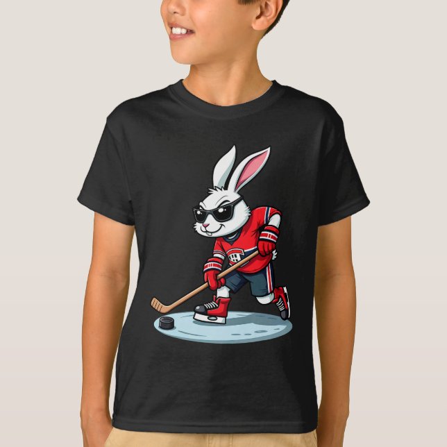 Camiseta Easter Bunny Playing Hockey  (Anverso)