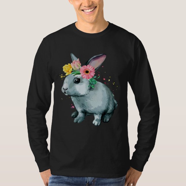 Camiseta Easter Bunny Rabbit Happy Flower Graphic (Anverso)