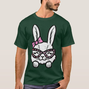 Camiseta Easter Bunny Rabbit Leopard Glasses Ribbon Cute Ea